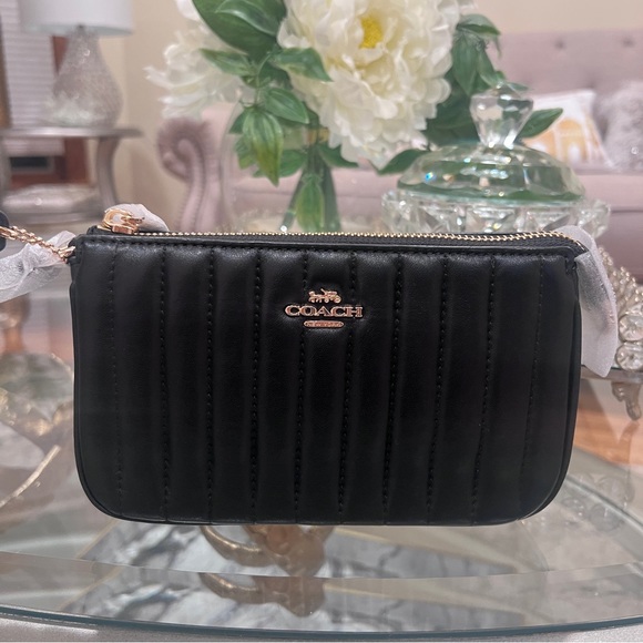 Coach Nolita 19 With Linear Quilting Shoulder/ wristlet Bag Black - Picture 7 of 7